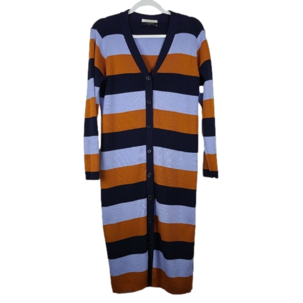 Eloquii Element striped ribbed button-down cardigan (PTP 19")